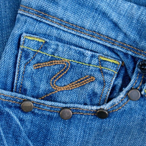 Yank Jeans Wide Leg Bootcut Medium Wash 29 x 30 Studded Stretch Sz 28 (tag) - Picture 6 of 12